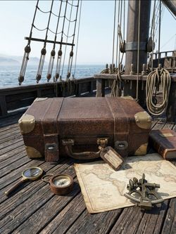 Vintage Decorative Wooden Storage Trunk Suitcase - Brass Corners (13.75”)