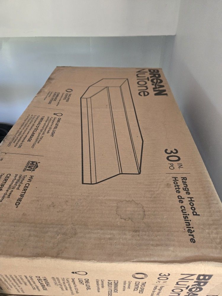 New in box 30” Broan NuTone range hood (Model 413004) – Stainless Steel