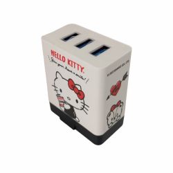 Hello Kitty 3 Port USB Wall Charger – 4.2A Fast Charge + Lightning Cable