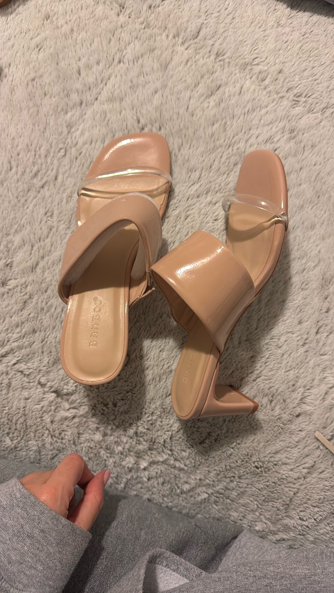 Nude Sandal 7.5 With Little Heel New 
