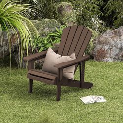 New Serwall Reclining All Weather Brown Poly Wood Adirondack Chair Patio Pool Yard Lawn Lounge Chair