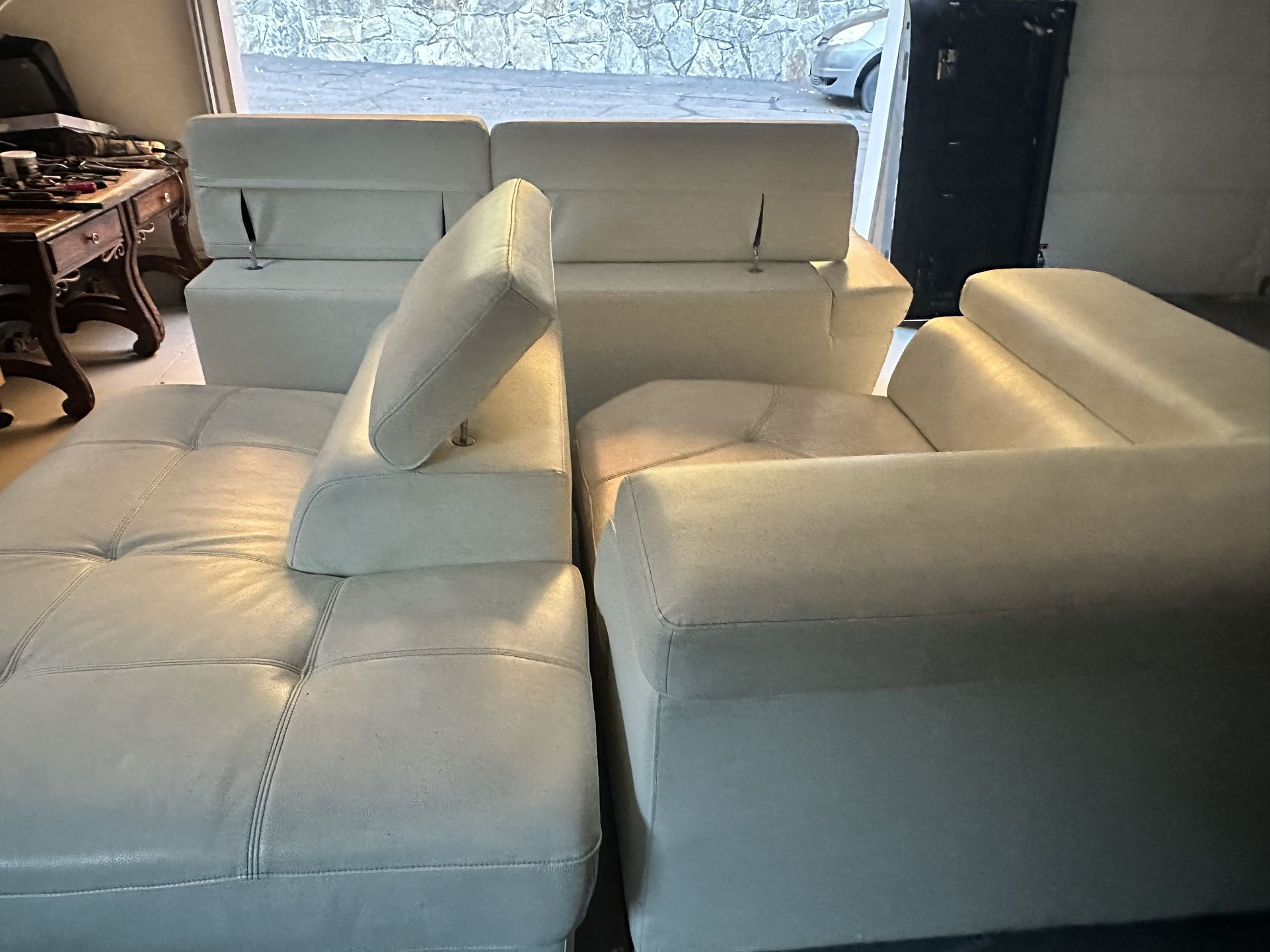 Sectional White Faux Leather Sofa $350