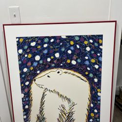 Agusta Agustsson - Ice Bear -endangered Species - 1987 - Serigraph -  33 x44 inch frame 