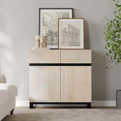 2 in 1 Multifunctional Sideboard Buffet Cabinets, Modern Sideboard with Adjustable Shelf and Metal Base, Coffee Bar Cabinet Storage Cabinet for Living