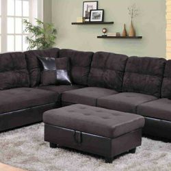 New Espresso Sectional And Ottoman
