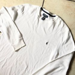 Polo Ralph Lauren White Thermal Waffle Knit Long Sleeve Shirt Men’s L