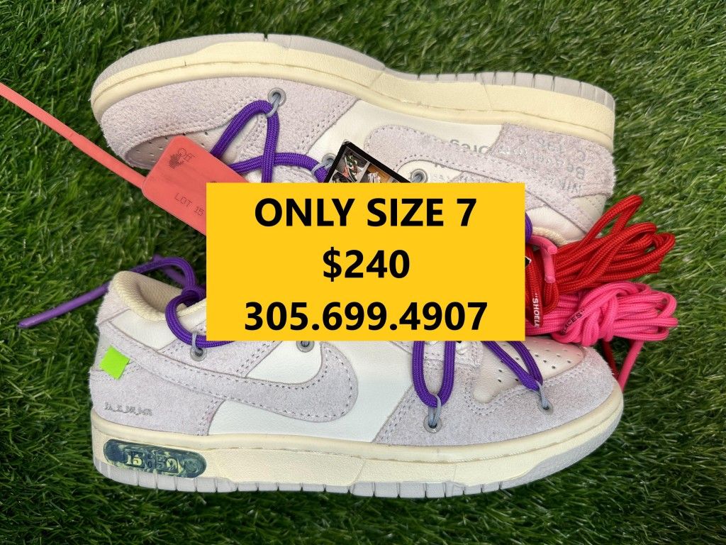 OFF WHITE NIKE DUNK LOW LOT 15 GRAY WHITE BLACK PURPLE PINK NEW
