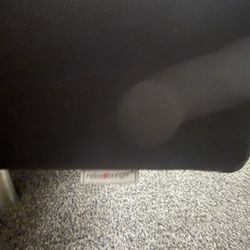 Full size futon sofa bed. Rolox Longer brand, espresso color faux leather (no fabric)