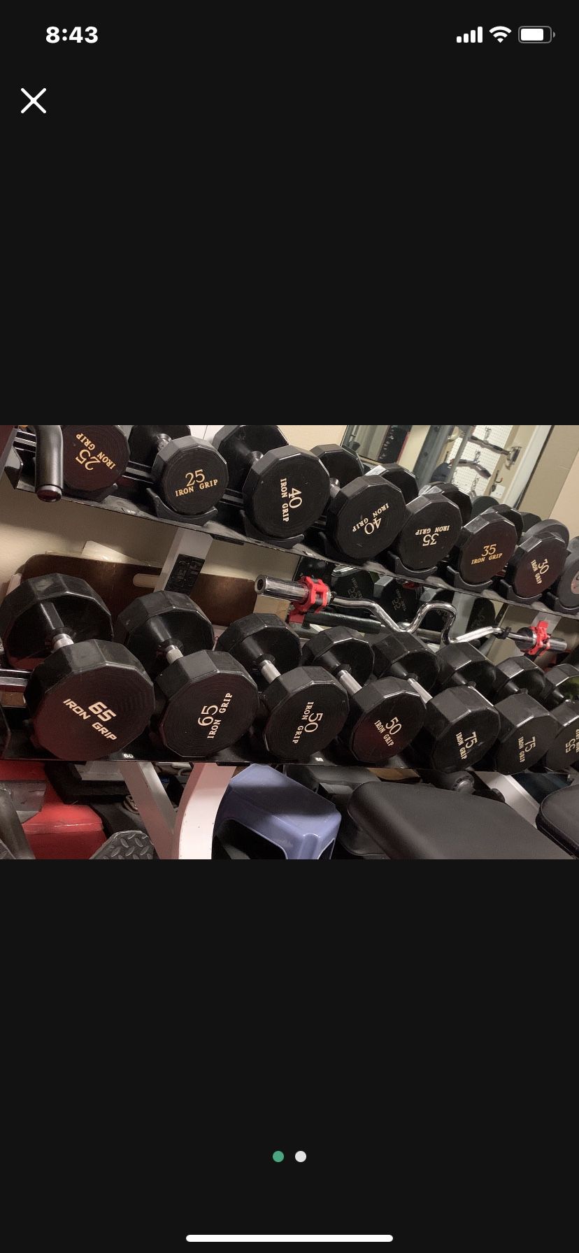  URETHANE IRON GRIP COMMERCIAL DUMBBELLS  1060 POUNDS IN TOTAL IN GREAT CONDITIONS 