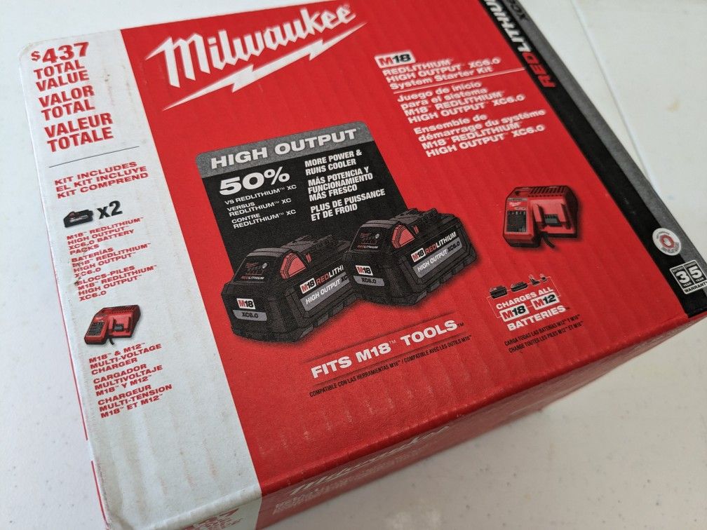 M18 Milwaukee XC 6.0 HIGH OUTPUT Battery 2 PACK Starter Kit 