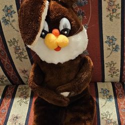 EASTER VTG S.O.S. BROWN BUNNY RABBIT STUFFED PLUSH TOY