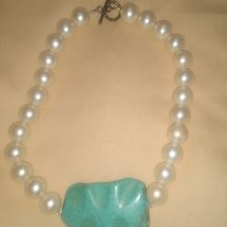 Turquoise Pearl Choker Necklace. Beautiful. Rare