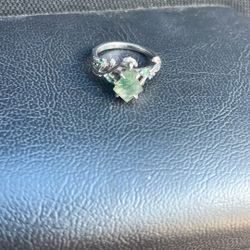 LeafLace | Kite Cut Moss Agate Promise Ring with Moisoinite Accents