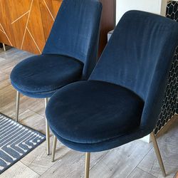 Blue velvet chairs