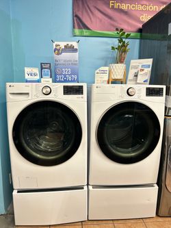 LG Washer And Dryer With Pedestals White