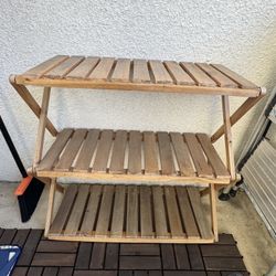 Wood 3-Tier Shoe Rack / Storage Shelf – Solid Wood