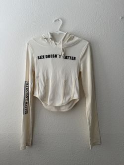 Chuu Cream Ribbed Crop Hoodie