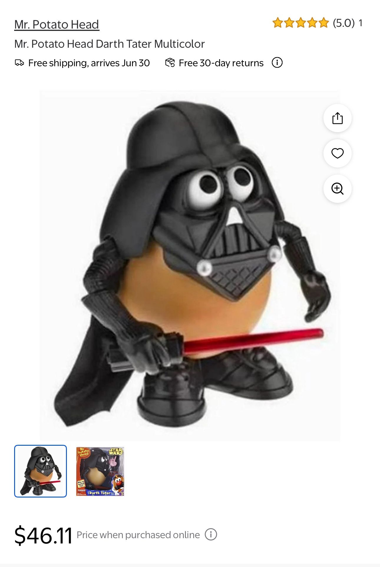 Mr. Potato Head Darth Vader from Star Wars,