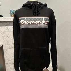 Mens Diamond Hoodie Black Medium