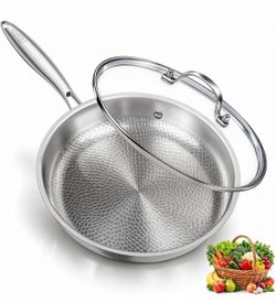 Titanium Frying Pan 12" with Lid – PFAS/PFOA/PTFE Free Titanium Nonstick, PFAS/PFOA/PTFE Free, Induction Ready, Dishwasher Safe, All Stovetops