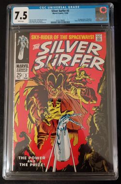 Silver Surfer #3 comic book, CGC 7.5 W pages. First Mephisto