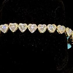 Moissanite Gold Plated 925 Sterling Silver Bracelet