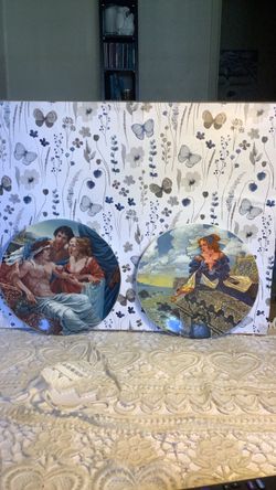 Lot of 2 Canterbury Tales Collector Plates Longton Crown Box COA Hoover Mint