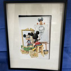 Mickey Mouse & Walt Disney Framed Postcard 