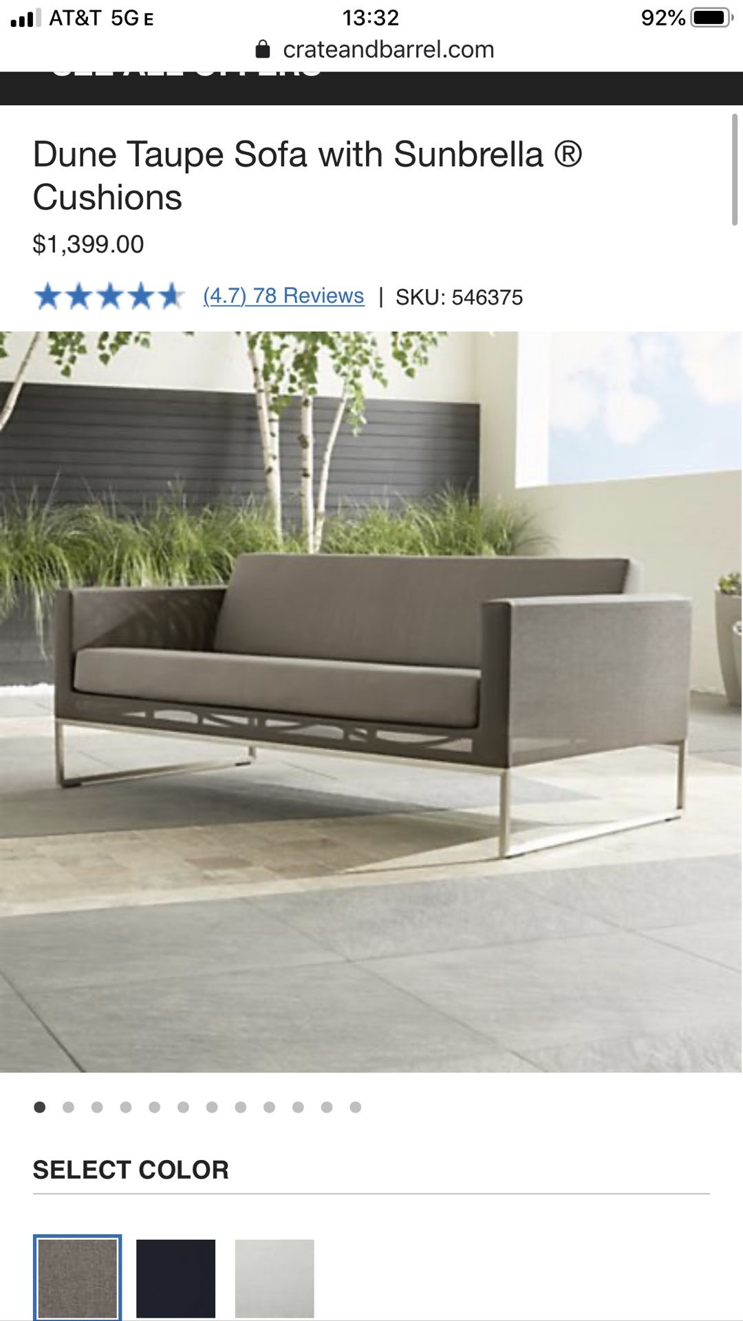 Crate and Barrel Dune Outdoor Furniture Set