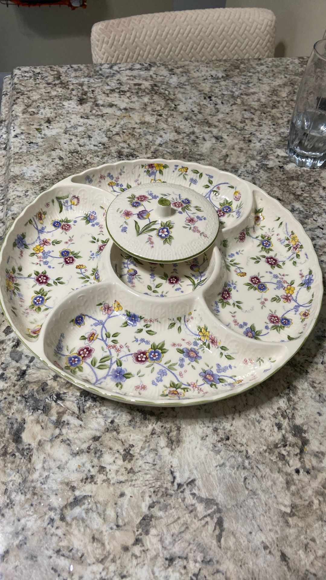 9Os ANDREA by SADAK Relish Dish Corona 12" Round 5 Sect Dish Rare to find