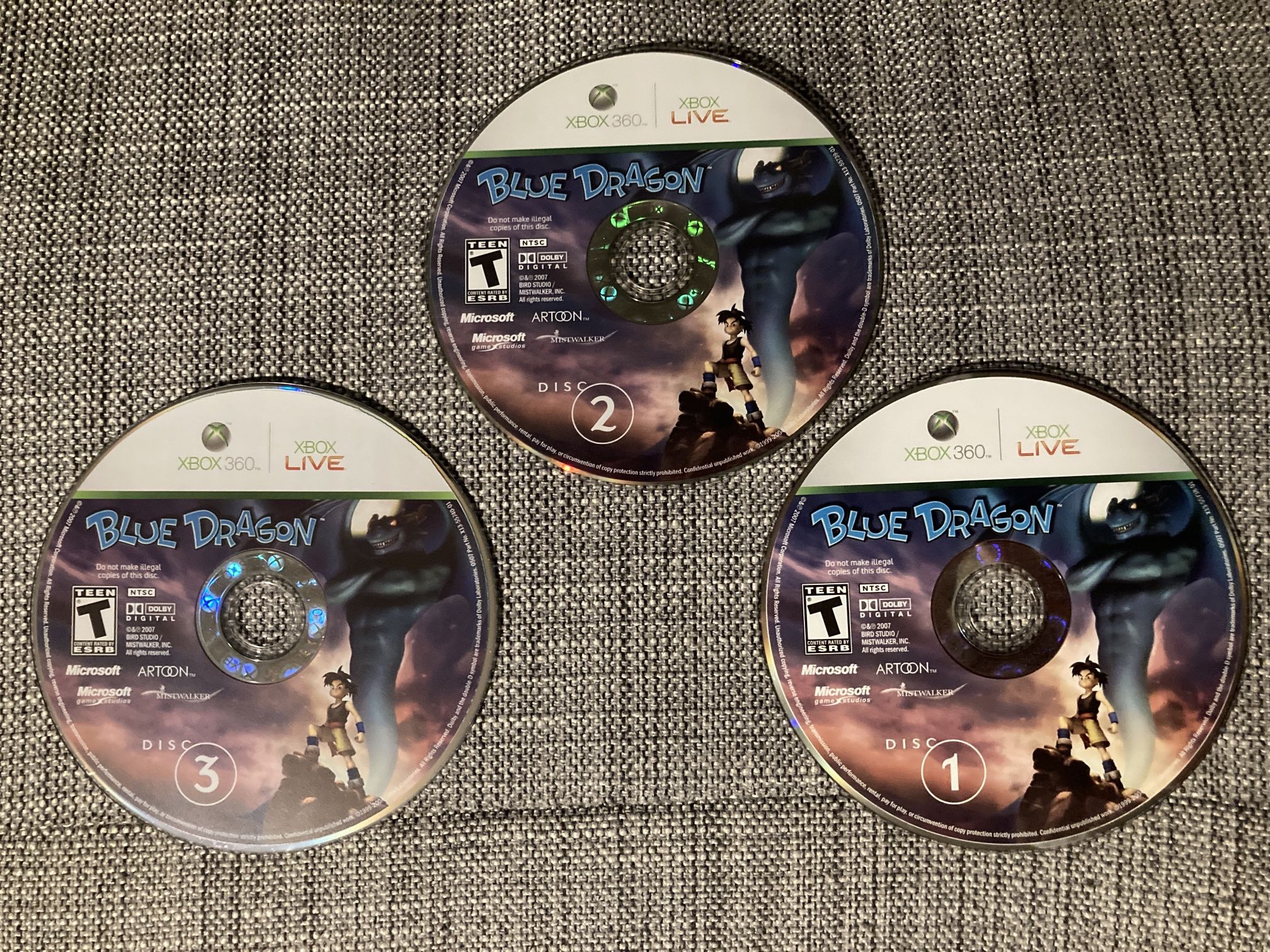 Blue Dragon Microsoft Xbox 360 Discs Only Complete All 3 Discs