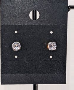 IBB 925 Sterling Silver 5mm Round CZ Stud Earrings 0.725g