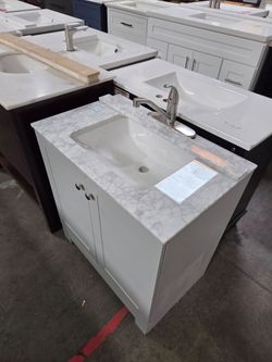 30" Bathroom Vanity with Marble Top and Faucet