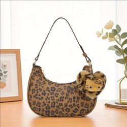 Hello Kitty Leopard Print Shoulder Bag SaddleBag Y2k - Graduation Gift 🎀✨️🐆