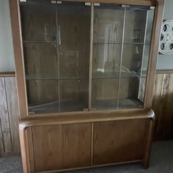 Solid Oak Hutch Or Display Case LIKE NEW!