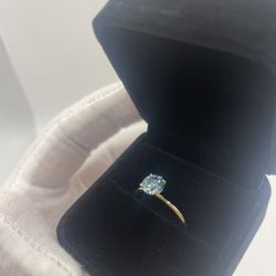 1.05ct Lab Diamond Ring Blue IGI Certified 14k Yellow Gold