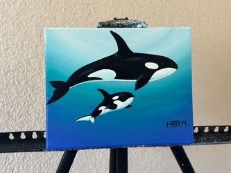 Original Orca Whale Acrylic Painting on Canvas