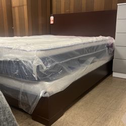 Queen Size Headboard, Footboard And Rails $350 Mattress Set 350