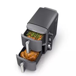 NINJA Double Stack Xl 10 Qt. 2-Basket Air Fryer With 6 in 1 Cooking Programs, Cooks 4-Foods at Once, Space Saving Design Gray