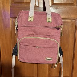 LTINVECK Knitting & Crochet Backpack Organizer – Dark Pink w/ USB Port