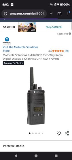 TWO Motorola Two-Way Radios,  Digital Display with 8 Channels UHF 450-470MHz