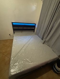 Full size bed with LED