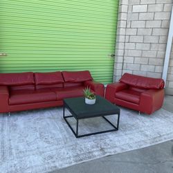 *Free Delivery* Vintage Italian Mid Century Modern Leather Couch Sofa Chair Set