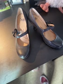 Black Leather Mary-jane Style Shoes