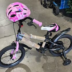 ✌️ JOYSTAR Kids Bike for Boys and Girls Ages with Training Wheels and Cycling Helmet,Pink&black& white