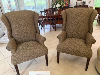 Pair of Upholstered Wingback Accent Chairs