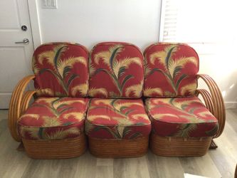 Vintage Hawaiian rattan sofa three seater