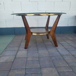 Brown-gold Center Table With Glass Top
