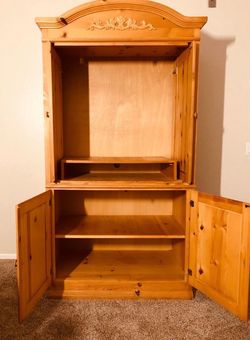 Pine Wood Armoire Entertainment Cabinet