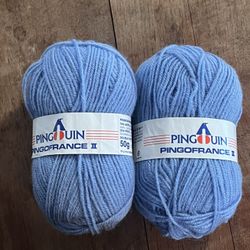 Yarn Pingouin Pingofrance II  75%Acrylic 25%Wool Yarn 50g Color 103 Blue Lot 2